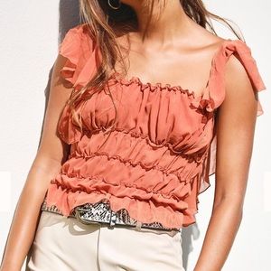 Free People Intimately Sheer Ruffled Bodysuit